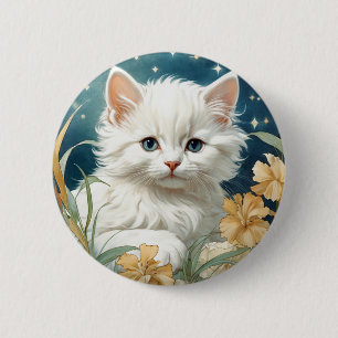 Alphonse Mucha Art Nouveau Kitten Ronde Button 5,7 Cm