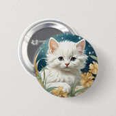 Alphonse Mucha Art Nouveau Kitten Ronde Button 5,7 Cm (Voorkant /achterkant)