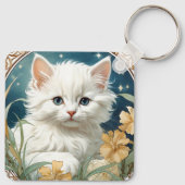 Alphonse Mucha Art Nouveau Kitten Sleutelhanger (Achterkant)