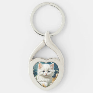 Alphonse Mucha Art Nouveau Kitten Sleutelhanger
