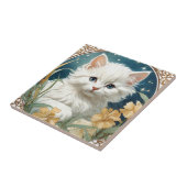 Alphonse Mucha Art Nouveau Kitten Tegeltje (Zijkant)