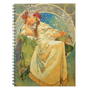 Alphonse Mucha Art Nouveau Princess Hyacinth Notitieboek
