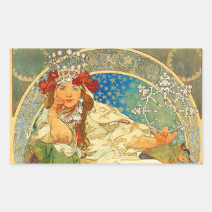 Alphonse Mucha Art Nouveau Princess Hyacinth Rechthoekige Sticker