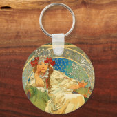 Alphonse Mucha Art Nouveau Princess Hyacinth Sleutelhanger (Voorkant)
