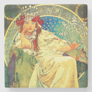 Alphonse Mucha Art Nouveau Princess Hyacinth Stenen Onderzetter