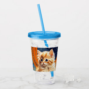 Alphonse Mucha Art Nouveau Sinaasappel Cat Acryl Drinkbeker