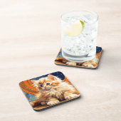 Alphonse Mucha Art Nouveau Sinaasappel Cat Bier Onderzetter (Rechterzijde)