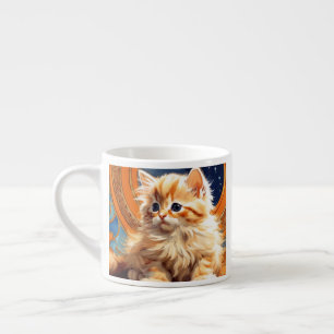 Alphonse Mucha Art Nouveau Sinaasappel Cat Espresso Kop
