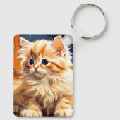 Alphonse Mucha Art Nouveau Sinaasappel Cat Sleutelhanger (Achterkant)