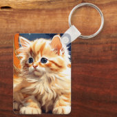 Alphonse Mucha Art Nouveau Sinaasappel Cat Sleutelhanger (Achterkant)