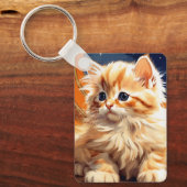 Alphonse Mucha Art Nouveau Sinaasappel Cat Sleutelhanger (Voorkant)