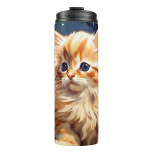 Alphonse Mucha Art Nouveau Sinaasappel Cat Thermosbeker