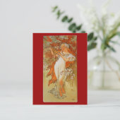 Alphonse Mucha - Art Nouveau - Spring Briefkaart (Staand voorkant)