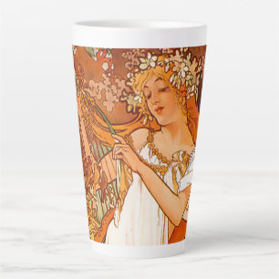Alphonse Mucha Art Nouveau Spring Latte Mok