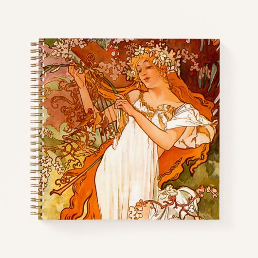 Alphonse Mucha Art Nouveau Spring Notitieboek (Voorkant)