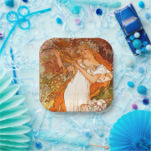 Alphonse Mucha Art Nouveau Spring Papieren Bordje (Feest)