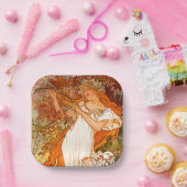 Alphonse Mucha Art Nouveau Spring Papieren Bordje (Feest)