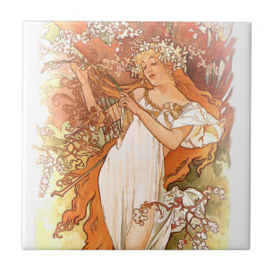 Alphonse Mucha Art Nouveau Tegels Tegeltje