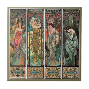 Alphonse Mucha art nouveau, , vrouwen, be Tegeltje