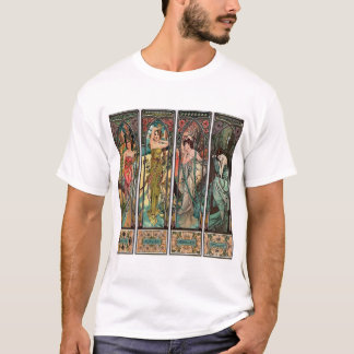 Alphonse Mucha art nouveau, , vrouwen T-shirt