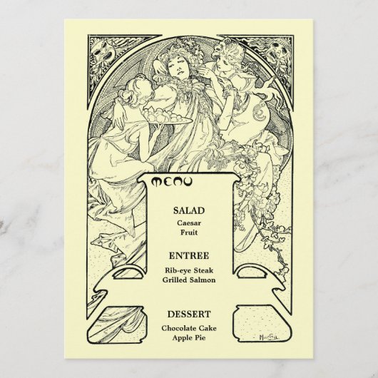 Alphonse Mucha Art Nouveau Wedding Menu (Voorkant)