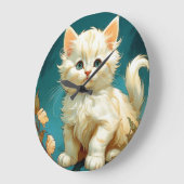 Alphonse Mucha Art Nouveau White Cat Grote Klok (Hoek)