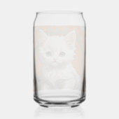 Alphonse Mucha Art Nouveau White Kitten Blikvorm Glas (Achterkant)