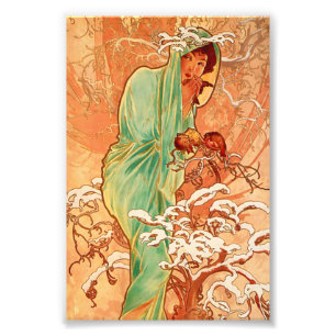Alphonse Mucha Art Nouveau Winter Foto Afdruk