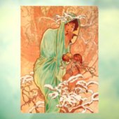 Alphonse Mucha Art Nouveau Winter Raamsticker (Vel 3)