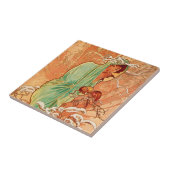 Alphonse Mucha Art Nouveau Winter Tegeltje (Zijkant)