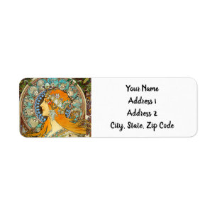 Alphonse Mucha Art Nouveau Zodiac Etiket