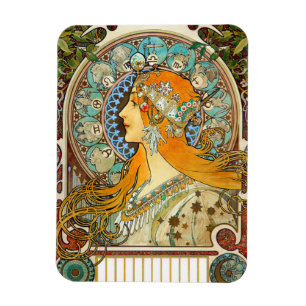 Alphonse Mucha Art Nouveau Zodiac Magneet