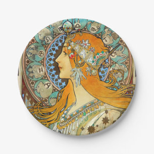 Alphonse Mucha Art Nouveau Zodiac Papieren Bordje