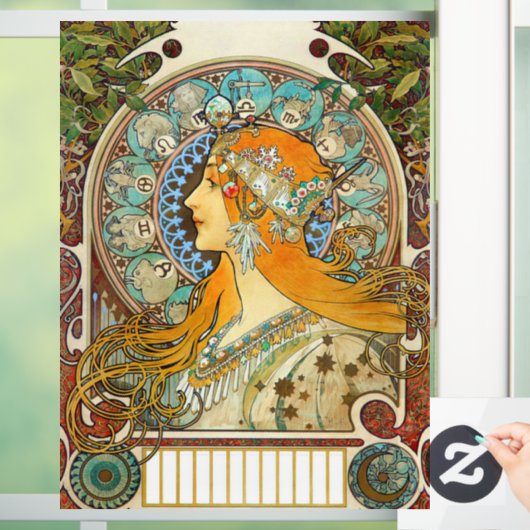 Alphonse Mucha Art Nouveau Zodiac Raamsticker (Huis)