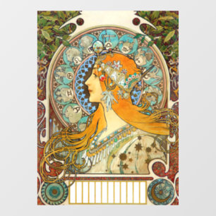 Alphonse Mucha Art Nouveau Zodiac Raamsticker