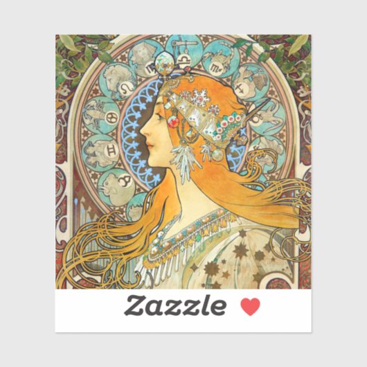 Alphonse Mucha Art Nouveau Zodiac Sticker (Vel)