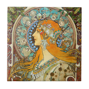 Alphonse Mucha Art Nouveau Zodiac Tegeltje