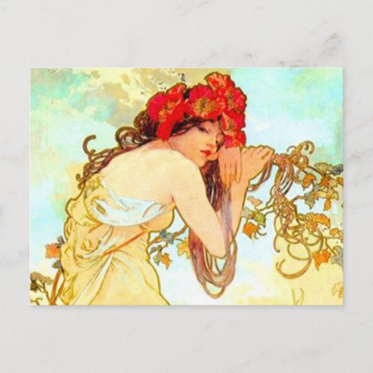 Alphonse Mucha Art Summer Briefkaart (Voorkant)