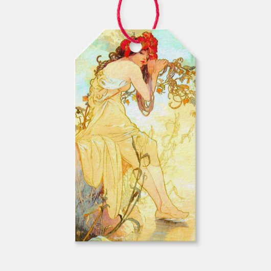Alphonse Mucha Art Summer Cadeaulabel (Voorkant)
