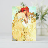 Alphonse Mucha Art Summer RSVP Kaartje (Staand voorkant)