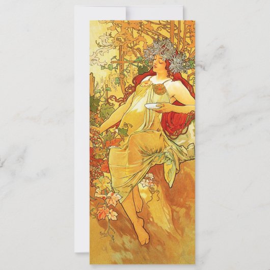 Alphonse Mucha Autumn Invitations Kaart (Voorkant)