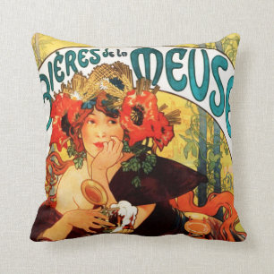 Alphonse Mucha Beer van de Muse Pillow Kussen