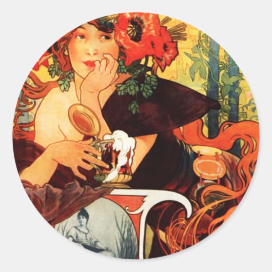 Alphonse Mucha Bier van de Muse Stickers (Voorkant)