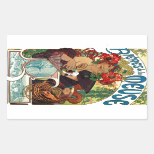 Alphonse Mucha Bieres de La Meuse Rechthoekige Sticker