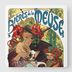 Alphonse Mucha Bieres De La Meuse Vierkante Klok