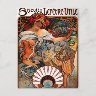 Alphonse Mucha Biscuits Lefevre Utile Briefkaart