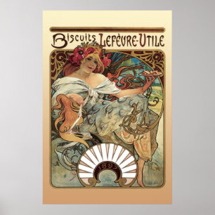 Alphonse Mucha Biscuits Lefevre Utile Poster