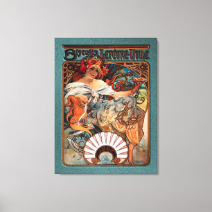 Alphonse Mucha Biscuits Lefevre-Utile Speckled van Canvas Afdruk