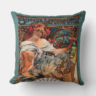 Alphonse Mucha Biscuits Lefevre-Utile Speckled van Kussen