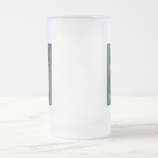 Alphonse Mucha Biscuits Lefevre-Utile Speckled van Matglas Bierpul (Center)